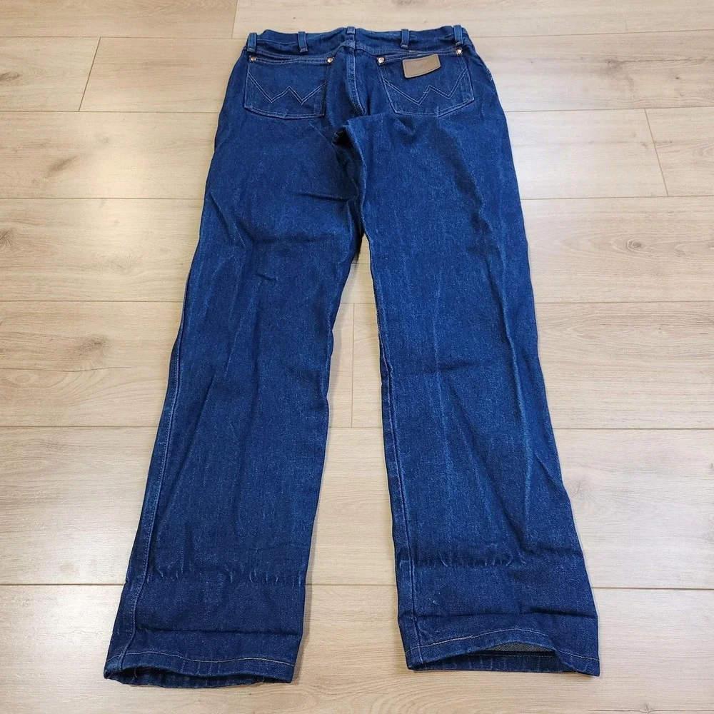 Wrangler 13MWZ Jeans Mens 33x33 Blue Dark Wash Cowboy Cut Straight Denim‎